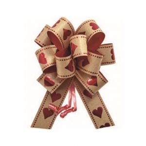 Laço para presente Flor Grande Pct com 10 Coração Vermelho LK-02