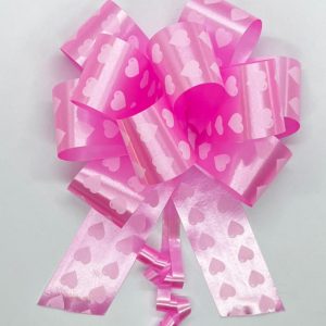 Laço para Presente Flor Grande PCT com 10 LXL 03 - Laço Pronto Poli Estampado Rosa Coração