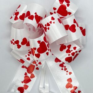 Laço para Presente Flor Grande PCT com 10 LXL 06 - Laço pronto Poli Estampado Coração