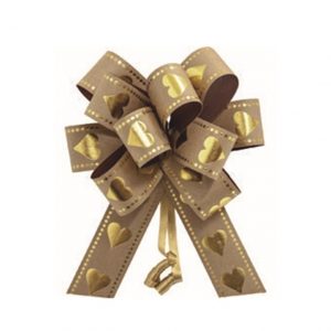 Laço para presente Flor Grande Pct com 10 - Coração Ouro LK 03