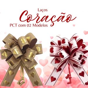 Laço para presente - Flor Grande - Coração - SV10/ LK03 Pacote com 20 und