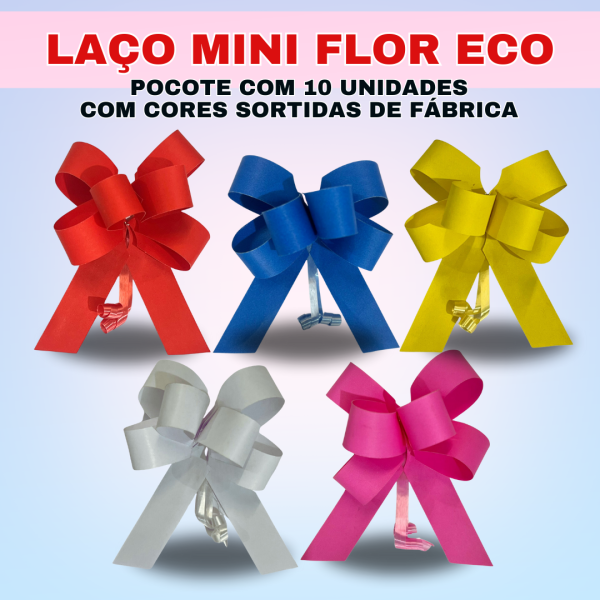 10 Laços Prontos Flor Mini - Sortimento de Fábrica - Eco