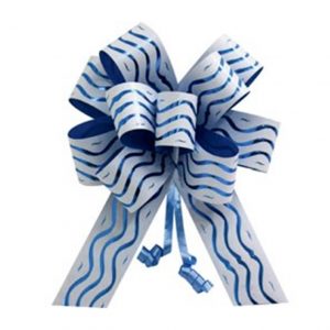 Laço para presente Flor Grande Pct com 10 - Linha serie especial Onda - Branco com Azul - SA-22