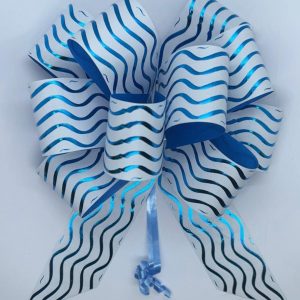 Laço para presente Flor Super- Linha serie especial Onda UN - Branco com Azul - SA-22
