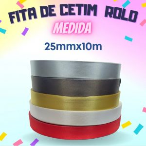 Fita  De Cetim Colorida 25mm X10m 1 unidade