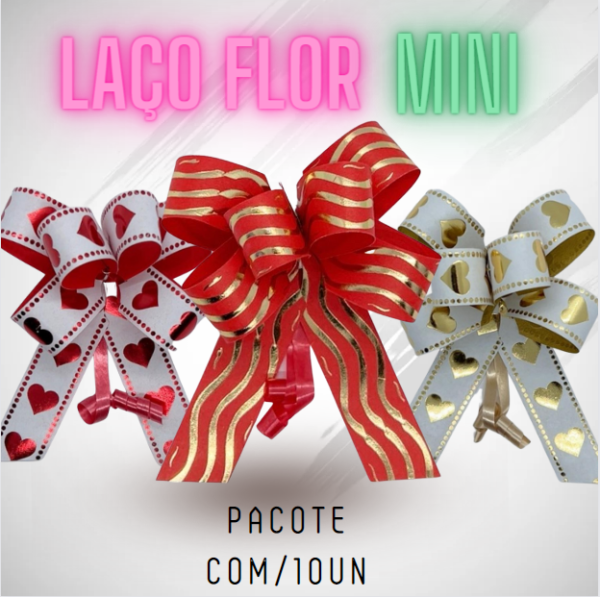 Laço para presente TAM: Flor Mini  - PCT com 10