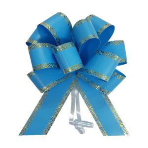 Laço para presente Flor Grande Pct com 10 - Série  Especial Craquelado Lateral Azul Claro CH-25