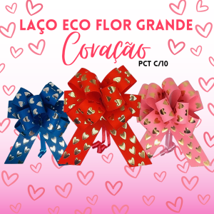 Laço Pronto Para Presente e Embalagem Laço Coração Flor Grande 10 unidade