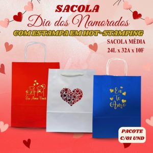 Sacola Personalizada Dia dos Namorados Papel/Alça Cordão 01 Unidade